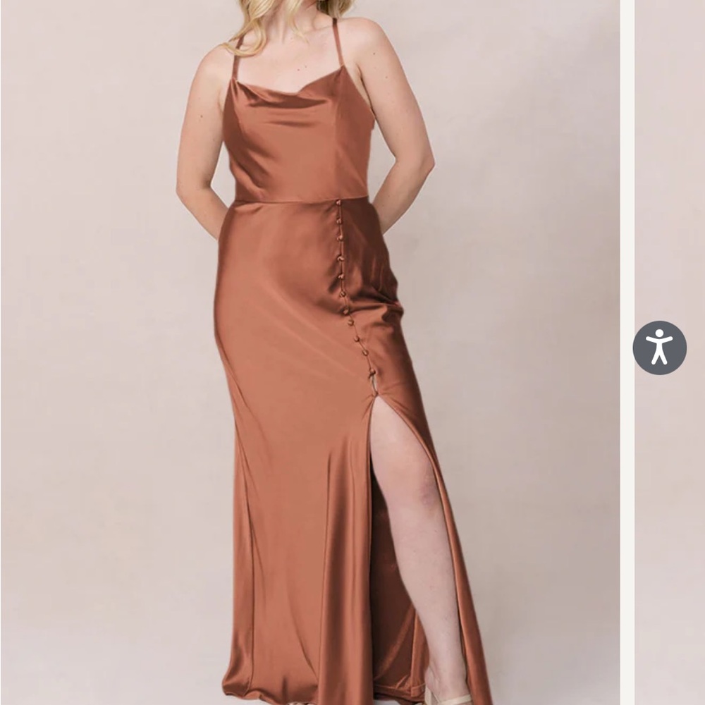 Revelry “Billie” Copper Satin Maxi Dress